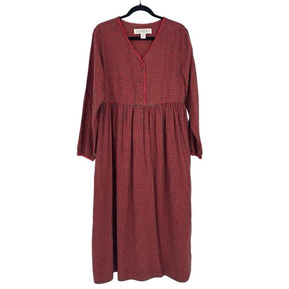 Vintage Victoria Secret Countryside Flannel Nightgown Dress M Plaid Red Regency - Picture 1 of 12